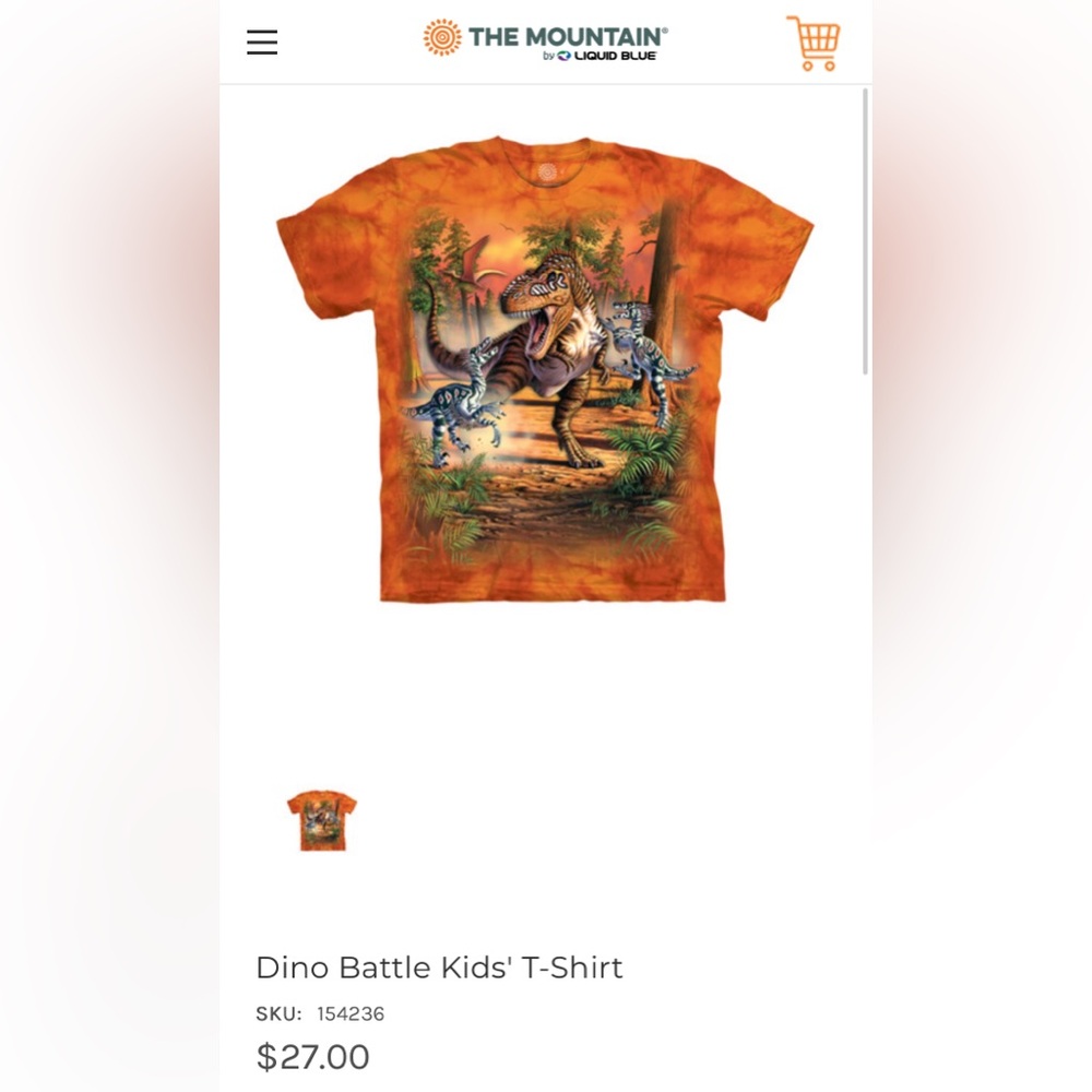 The Mountain Dino Battle Kids Raptor Orange T-Shirt | Size M